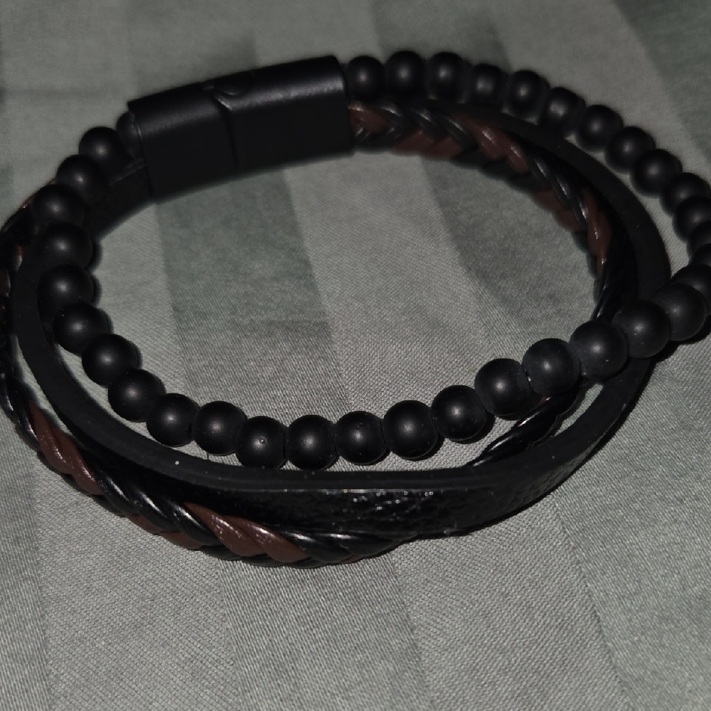 Black and Brown Beaded Bracelet Set